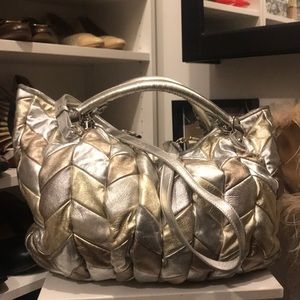 Miu Miu silver gold and brass shopper